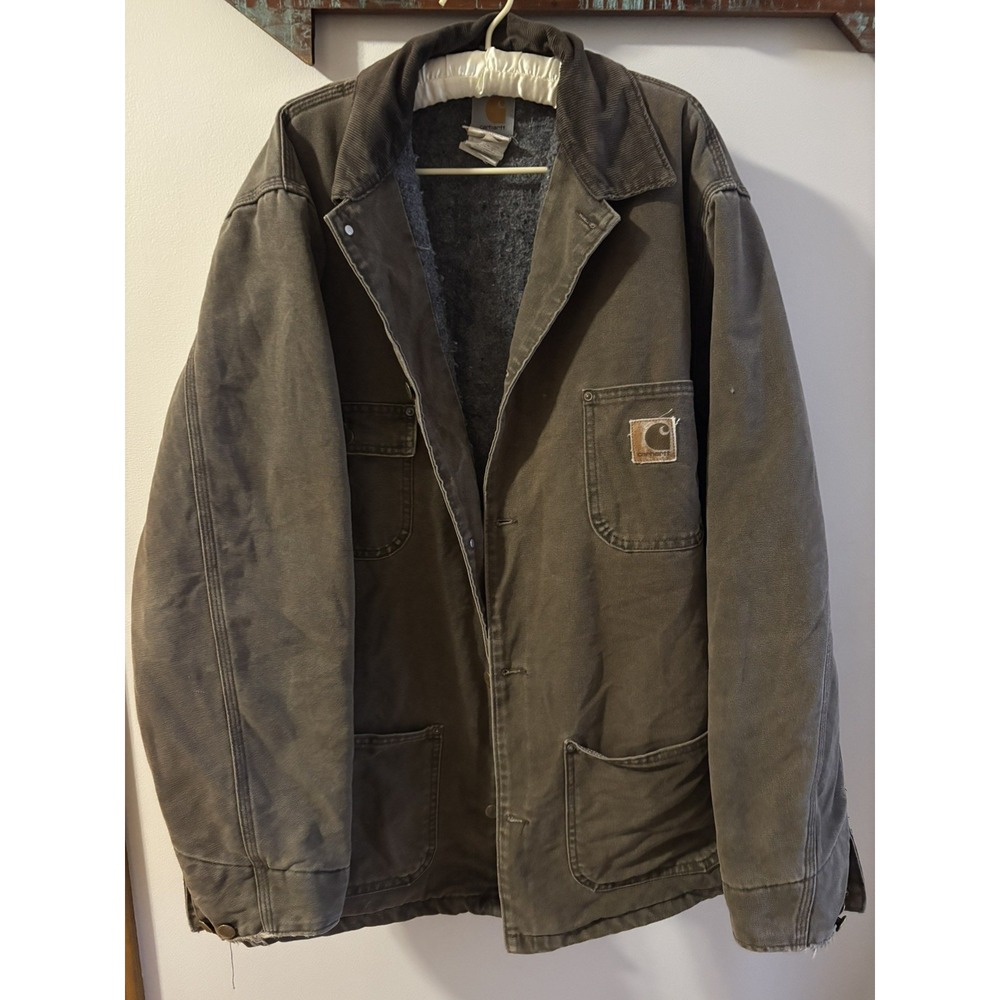 VTG Carhartt Chore Coat Jacket LT C02CHT Blanket Lined Canvas Workwear Brown - Picture 2 of 12